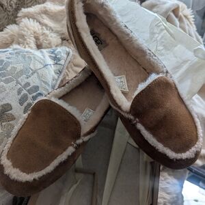 UGG Chestnut Suede Shearling Moccasin Slippers
